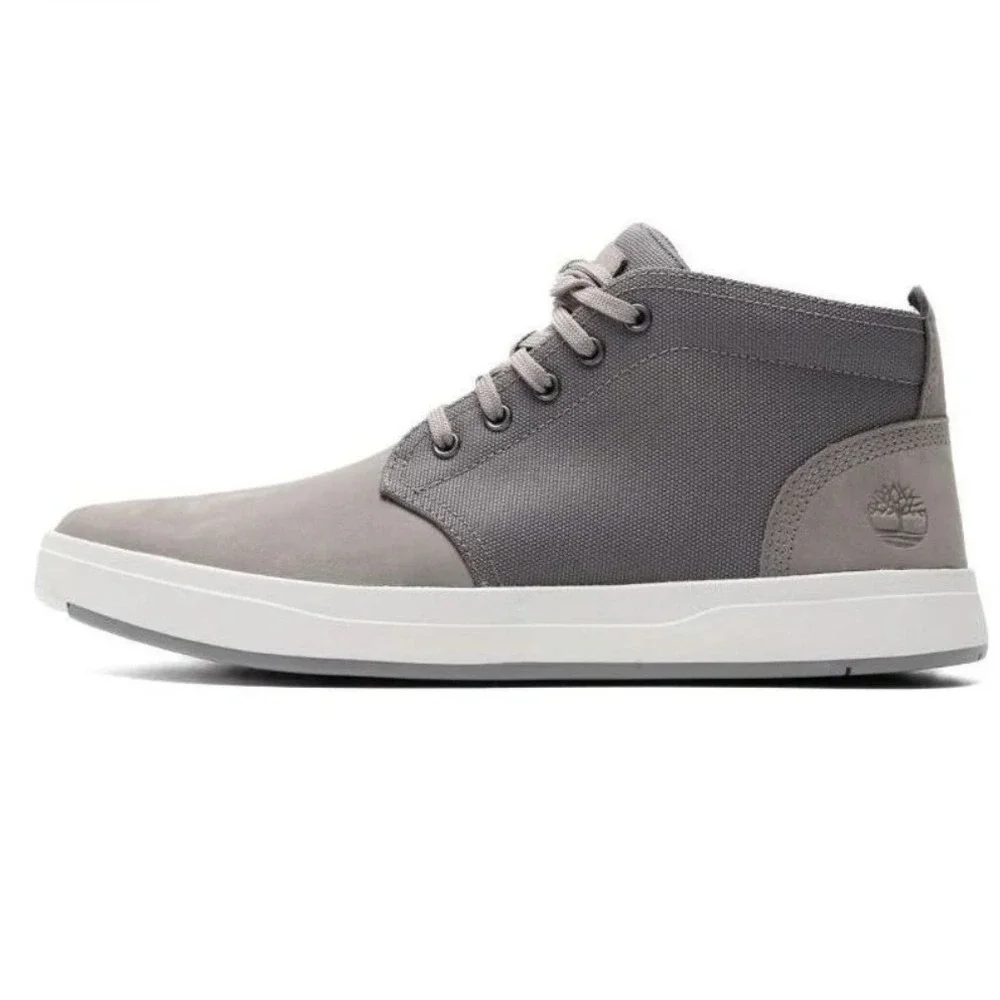 Timberland Davis Square Chukka Mens 9.5 Medium Grey Leather Canvas Boots NEW